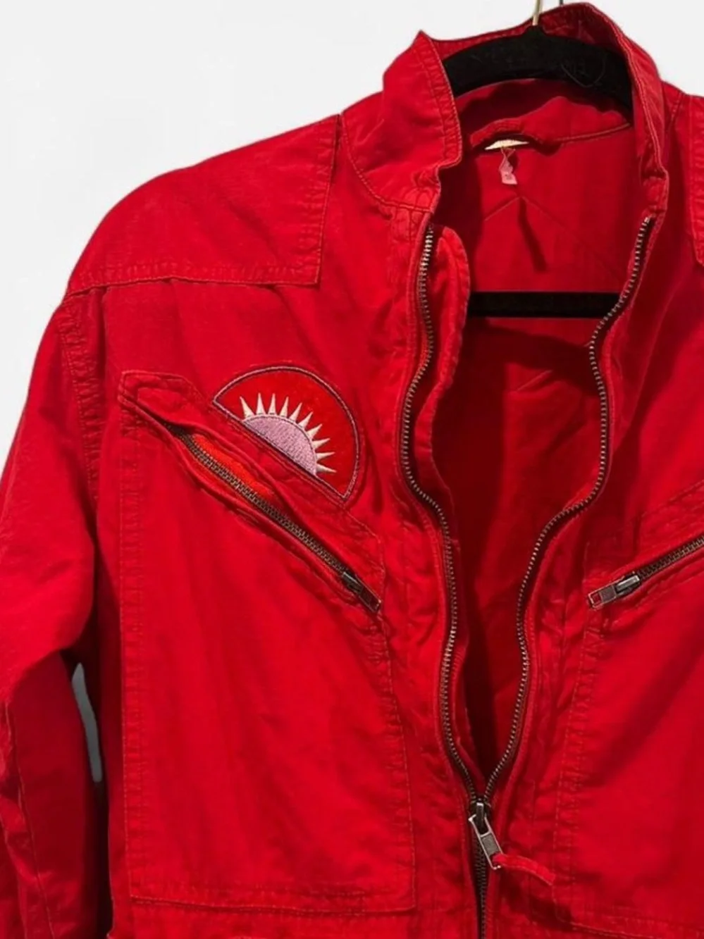 RARE Free People Lena Flight Utility Jumpsuit Red - Picture 7 of 10